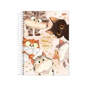 Caderno Universitário Espiral Funny Cat 80 Folhas Jandaia - Sortido