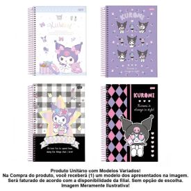 Caderno Universitário Espiral Kuromi 80 Folhas Jandaia - Sortido