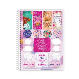 Caderno Universitário Espiral Pétalas 160 Folhas Credeal - Sortido 