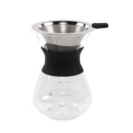 Cafeteira Vidro Com Filtro Inox Drip Hauskraft 400Ml - Transparente e Preto