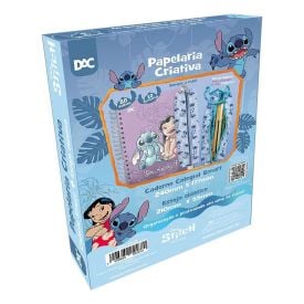 Caixa Criativa Caderno Smart Colegial e Estojo Stitch Dac - Azul