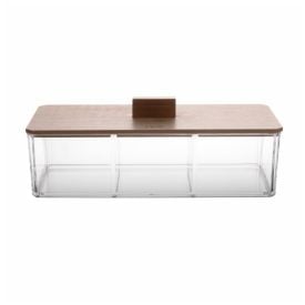 Caixa Organizadora Com Tampa De Bambu My Box Lyor - Transparente