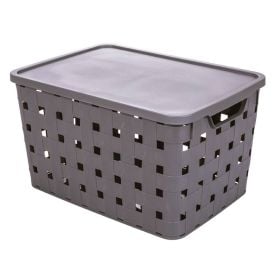 Caixa Organizadora com Tampa Fita 29 Litros Plasútil - Cinza