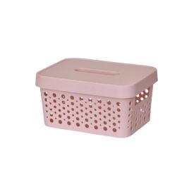 Caixa Organizadora Com Tampa Usual Plastic 2 Litros - Rosé