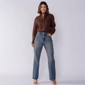 Calça Jeans Feminina Reta Boby Blues Azul Medio