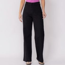 Calça Feminina De Sarja Wide Leg Boby Blues Preto