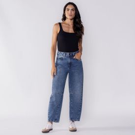 Calça Feminina Jeans Balloon Boby Blues Azul Escuro