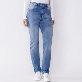 Calça Feminina Jeans Reta Patricia Foster Azul Medio