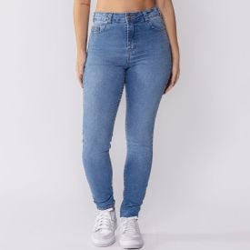 Calça Feminina Jeans Skinny Básica Patricia Foster Azul Claro