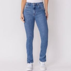 Calça Feminina Jeans Skinny Com Abertura Na Barra Patricia Foster