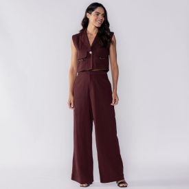 Cal&ccedil;a Feminina Pantalona De Poliamida Patricia Foster Bordo