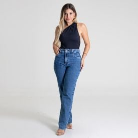Calça Feminina Reta Jeans Sawary
