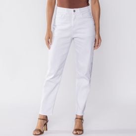 Calça Feminina Sarja Mom Patricia Foster Branco