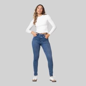 Calça Feminina Skinny Jeans Patricia Foster Azul Medio