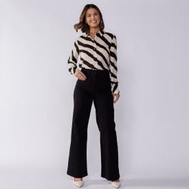 Calça Feminina Wide Leg Collor Sarja Boby Blues