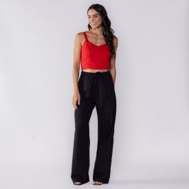 Calça Feminina Wide Leg Estilo Pijama Boby Blues Preto