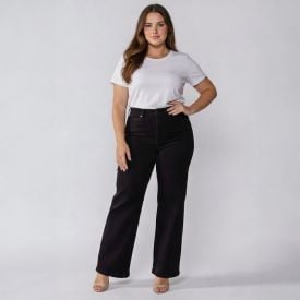 Calça Feminina Wide Leg Plus Size Em Sarja Patricia Foster Mais