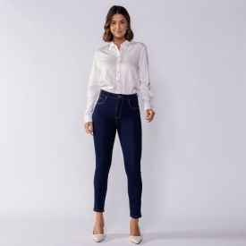 Calça Jeans Feminina Cigarrete Patricia Foster Azul Escuro