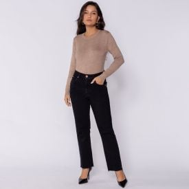 Calça Jeans Feminina Flare Cropped Boby Blues Preto