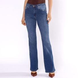 Calça Jeans Feminina Flare Patricia Foster Azul Medio