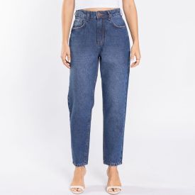 Calça Jeans Feminina Mom Patricia Foster Azul Escuro