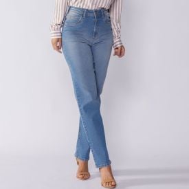 Calça Jeans Feminina Reta Com Elástico Patricia Foster