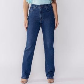 Calça Jeans Feminina Reta Patricia Foster Azul Escuro