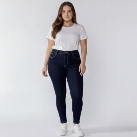 Calça Jeans Feminina Sninny Plus Size Patricia Foster Mais Amaciado