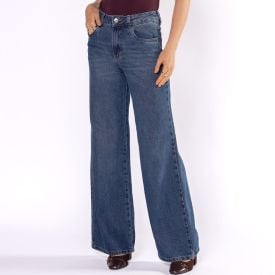 Calça Jeans Feminina Wide Leg Sawary