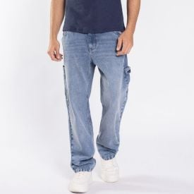 Calça Jeans Masculina Reta Carpinteiro Thing Azul Medio
