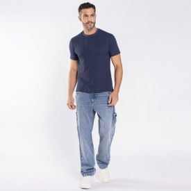 Calça Jeans Masculina Reta Carpinteiro Thing Azul Medio