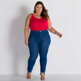 Calça Jeans Plus Size Skinny com Barra Mullet Patricia Foster Mais