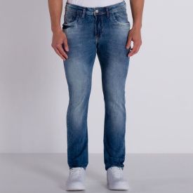 Calça Jeans Skinny em Lavagem Marmorizada Zune Blue Medio