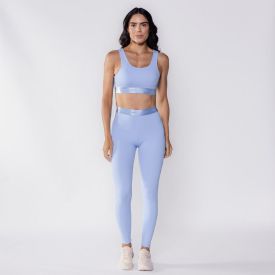 Calça Legging Feminina Com Elástico No Cós Scream Azul Claro