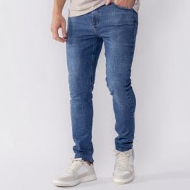 Calça Jeans Masculina Skinny Marc Alain Azul Medio