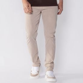 Calça Masculina Slim Estonada De Sarja Thing Caqui