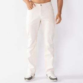 Cal&ccedil;a Masculina Tradicional Em Sarja Marc Alain Off White