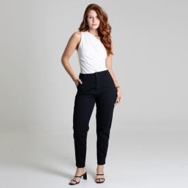 Calça Feminina Mom Collor De Sarja Sawary