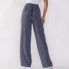 Calça Pantalona Estilo Pijama Listrada Patricia Foster