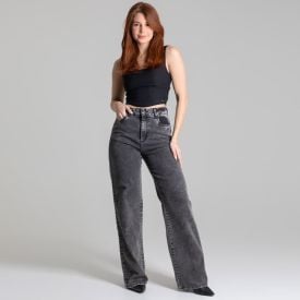 Calça Feminina Wide Leg Jeans Sawary