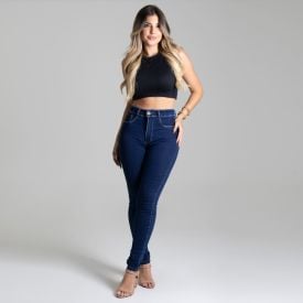 Calça Feminina Skinny Jeans Com Cinta Sawary
