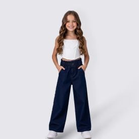 Calça Wide Clochard Infantil Menina 4 a 10 Anos Marmelada