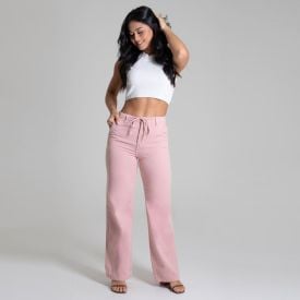 Calça Feminina Wide Leg De Sarja Sawary