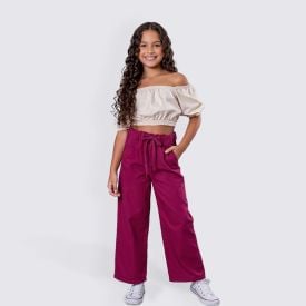 Calça Wide Leg Infantil Menina 4 a 10 Anos Marmelada