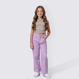 Calça Wide Leg Infantil Menina 4 a 10 Anos Marmelada