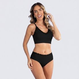 Calcinha Básica Com Renda No Cós Camila Moretti Preto