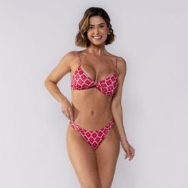 Calcinha Biquíni Tanga Estampada Patricia Foster Rosa