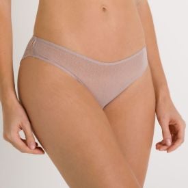Calcinha Renda Floral E Tule Camila Moretti Bege