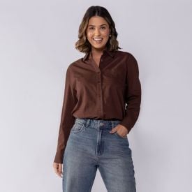 Camisa Feminina Alongada De Tricoline Boby Blues