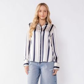 Camisa Feminina Listrada Acetinada Patricia Foster